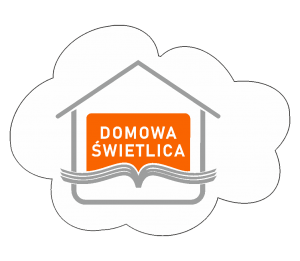 Logo domowej świetlicy w Książenicach, szkic domku w chmurze