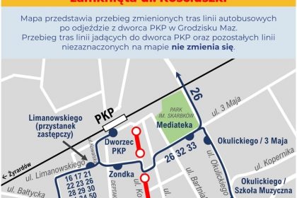 mapa autobusy zamknięta ulica grodzisk mazowiecki