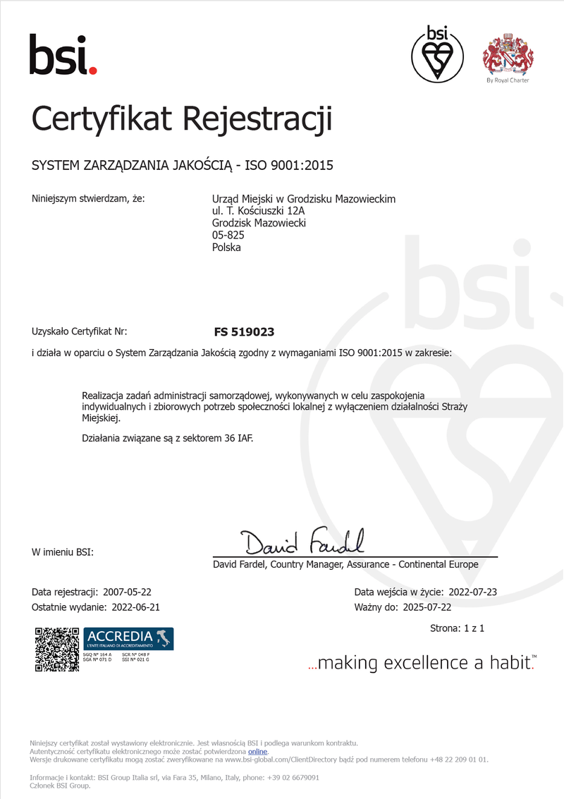 Certyfikat ISO - rok 2022