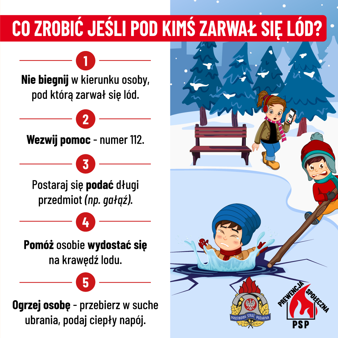 Infografika co zrobić jeśli pod kimś zarwał się lód