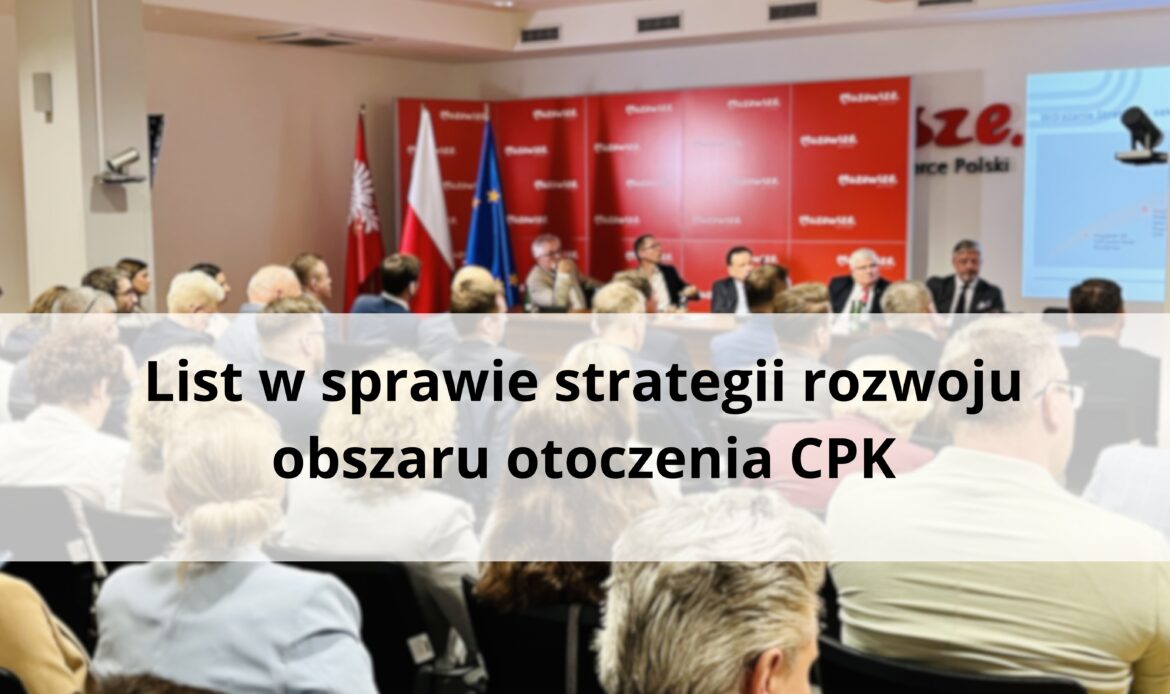 List w sprawie strategii rozwoju obszaru otoczenia CPK