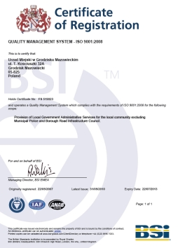 Certyfikat ISO 9001 2008 - wersja angielska