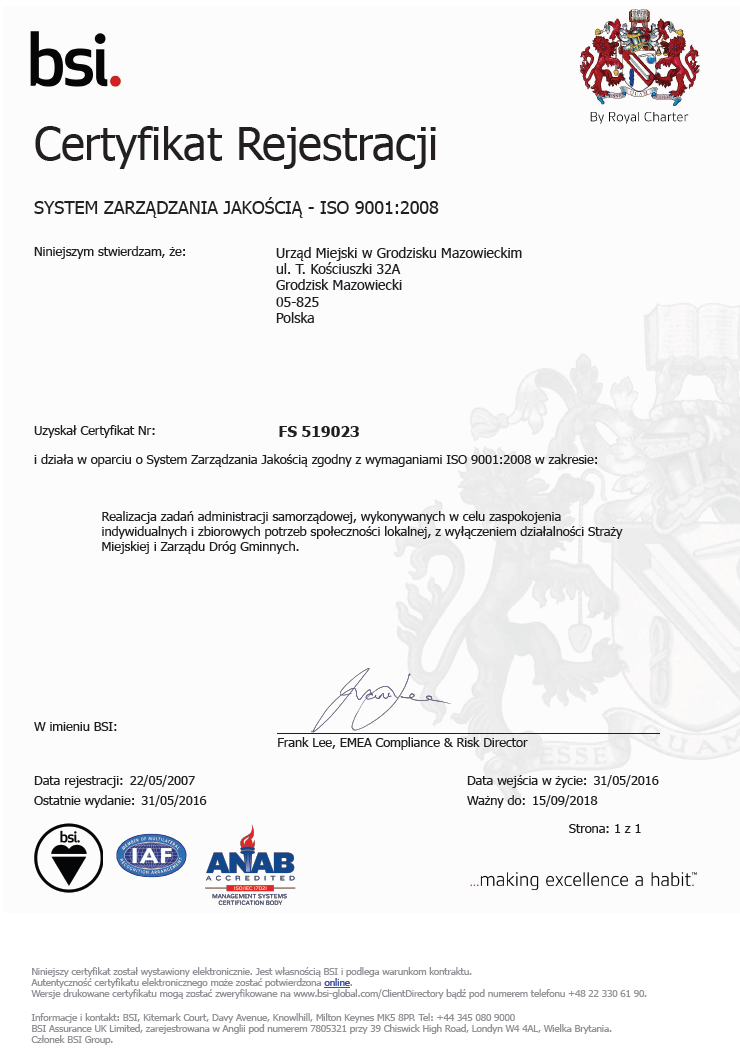 Certyfikat ISO 9001 2008 - wersja polska