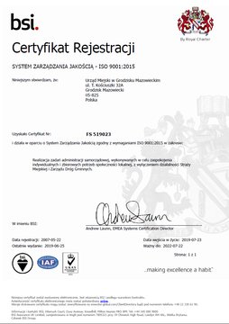 Certyfikat ISO 9001 2008 - rok 2019 wersja polska