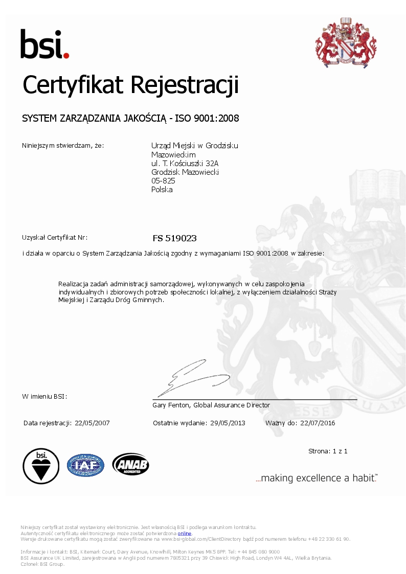 Certyfikat ISO 9001 2008 - wersja polska