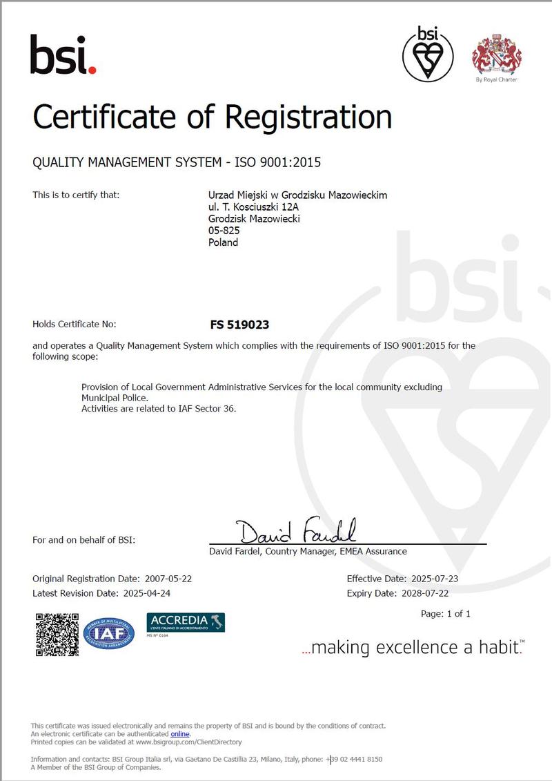 Certyfikat ISO 9001 2008