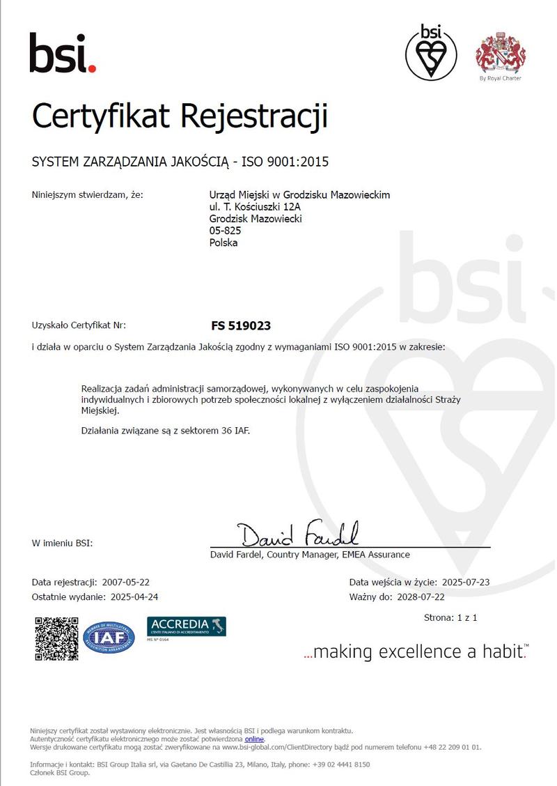 Certyfikat ISO 9001 2008